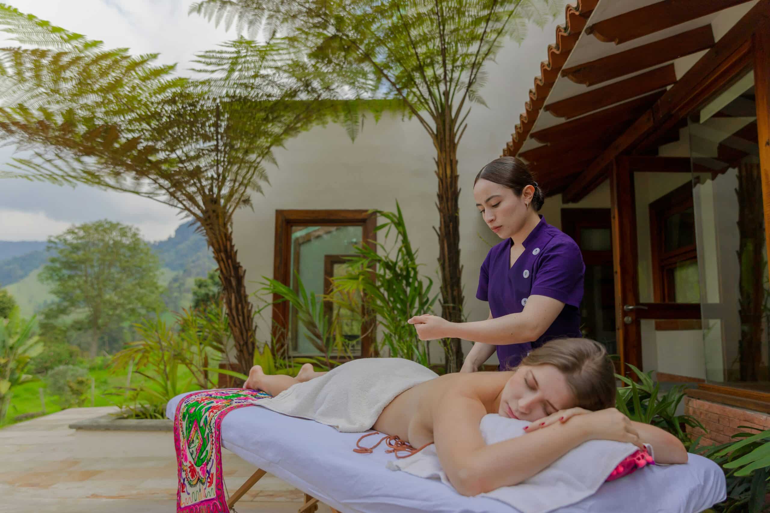 Massage at a luxury wellness resort.
